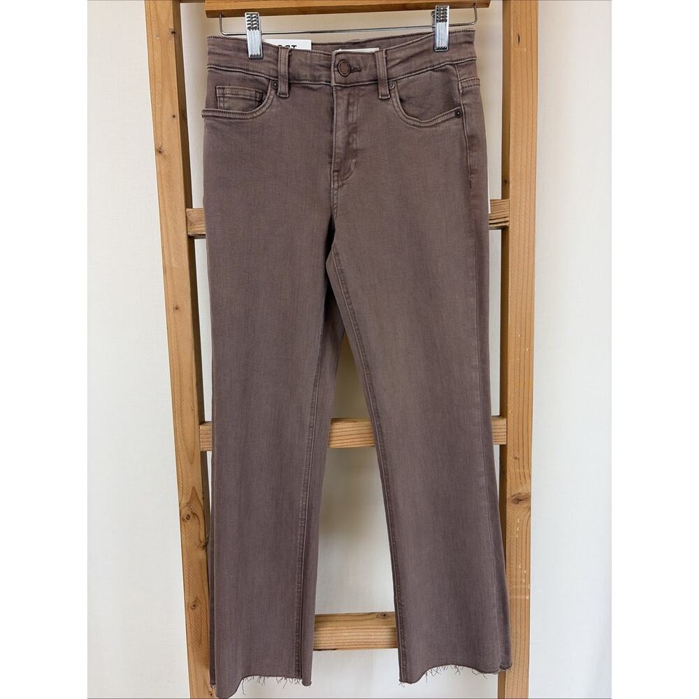NWT Oat New York Brown Mid Rise Mini Flare Cropped Pants #0666 Size 34